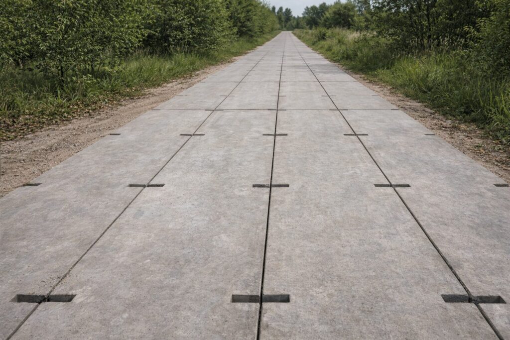 droga z płyt drogowych betonowych